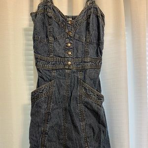 Blue Denim Mini Dress W/ Pockets